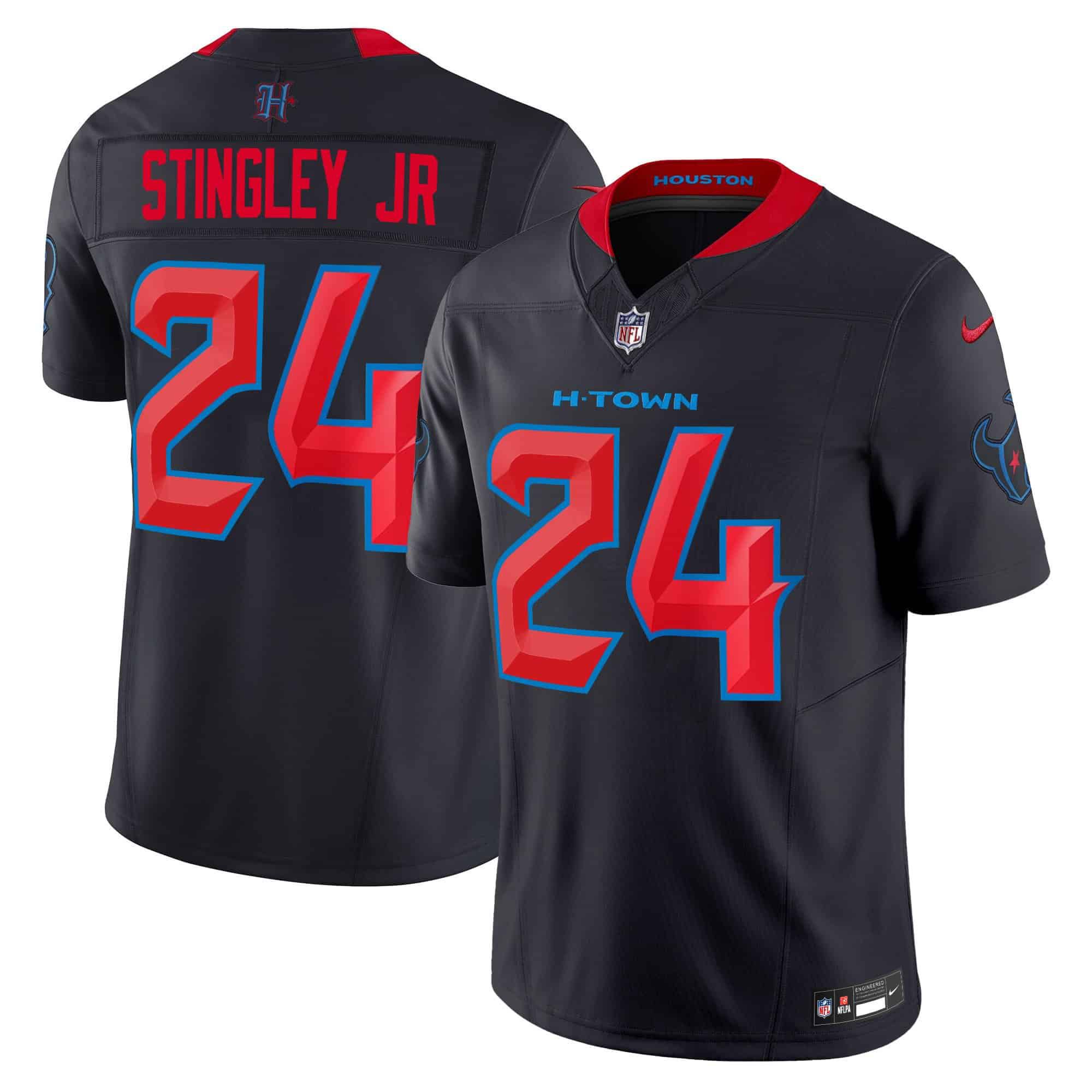 Men Houston Texans #24 Stingley jr Black 2024 Nike Vapor Limited NFL Jersey